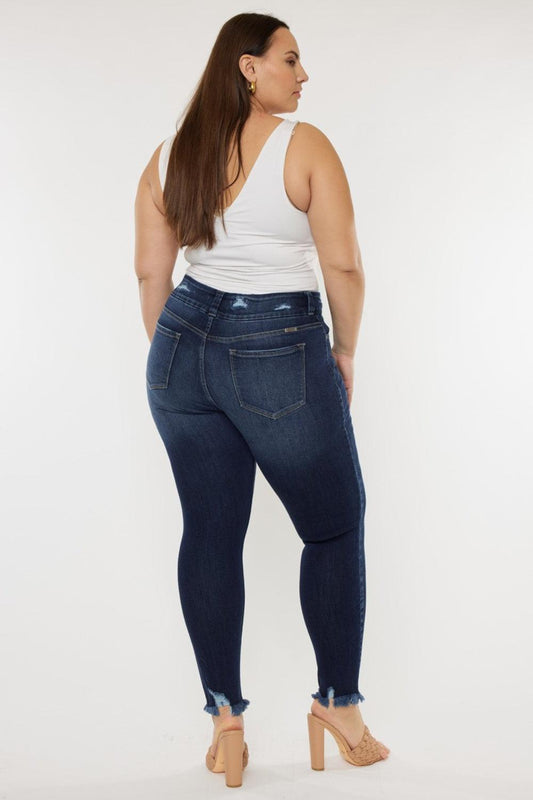Kancan Full Size Cat's Whiskers Raw Hem High Waist Jeans Carauana Store