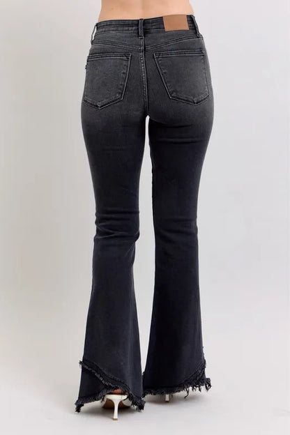 Judy Blue Full Size High Waist Flare W/ Mock Fray Tulip Hem Plus Size Carauana Store