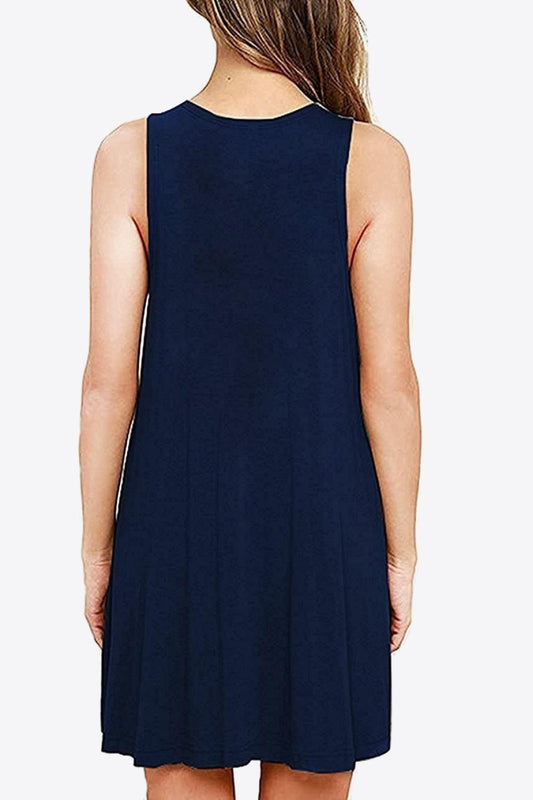 Full Size Round Neck Sleeveless Dress with Pockets Carauana Store