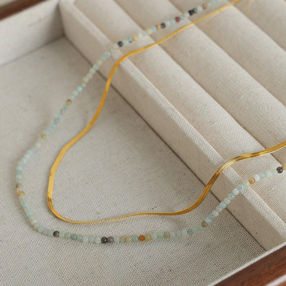 Beaded Titanium Steel Double-Layered Necklace Carauana Store