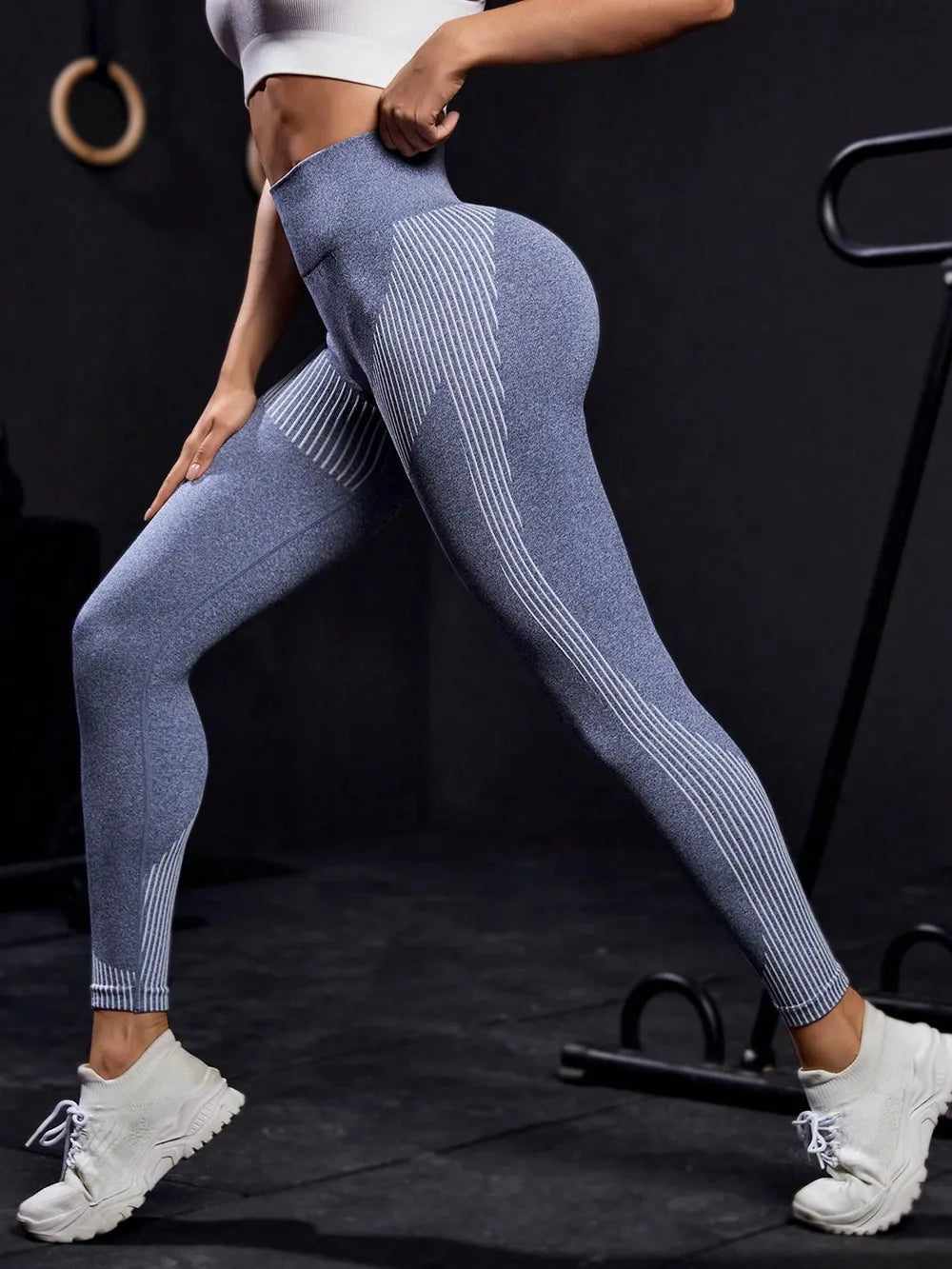 Striped High Waist Active Pants Carauana Store