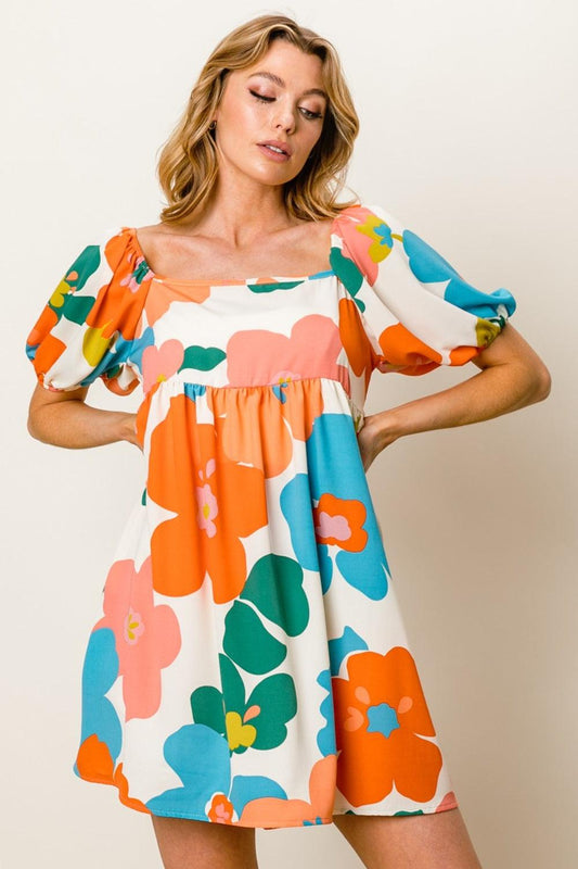 BiBi Floral Puff Sleeve Mini Dress Carauana Store