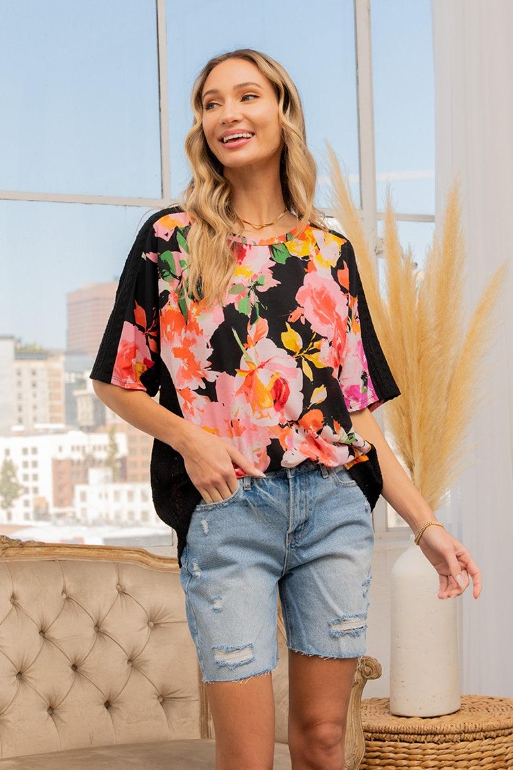 Sew In Love Full Size Floral Round Neck Short Sleeve T-Shirt Carauana Store