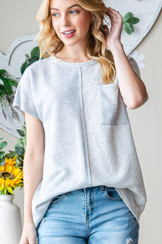 Heimish Full Size Pocketed Round Neck Short Sleeve T-Shirt Carauana Store