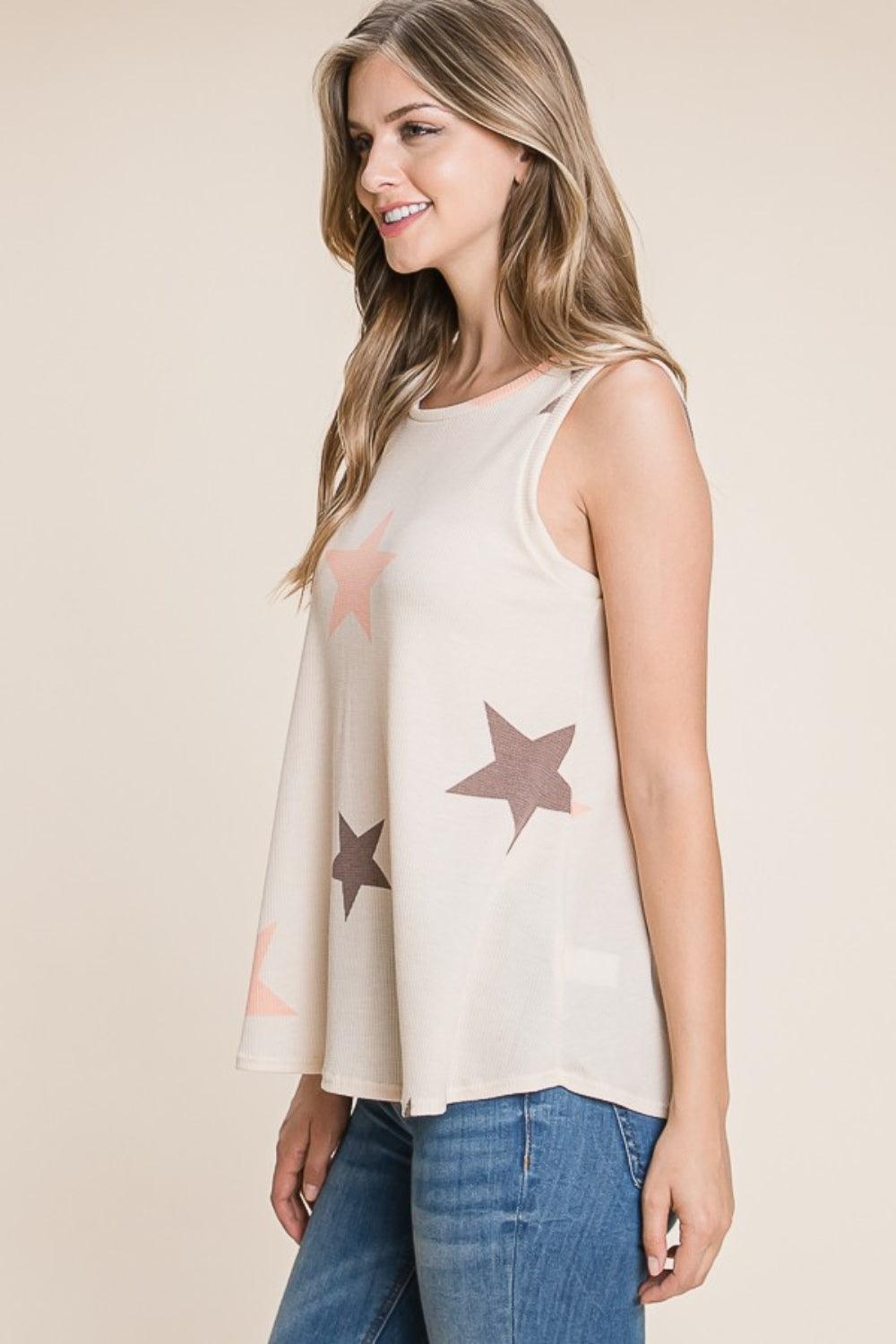 BOMBOM Star Print Round Neck Tank Carauana Store