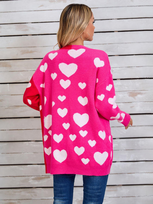 Angel Wings Heart Open Front Long Sleeve Cardigan Carauana Store