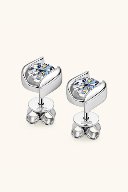1 Carat Moissanite 925 Sterling Silver Stud Earrings Carauana Store