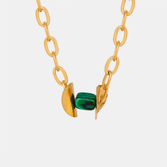 Natural Stone Pendant Titanium Steel Necklace Carauana Store