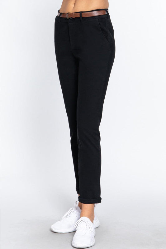 ACTIVE BASIC Cotton-Span Twill Straight Pants Carauana Store
