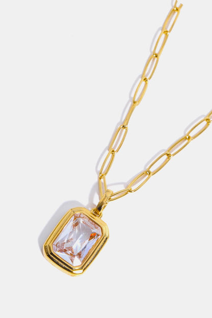 Zircon 18K Gold-Plated Geometrical Shape Pendant Necklace Carauana Store