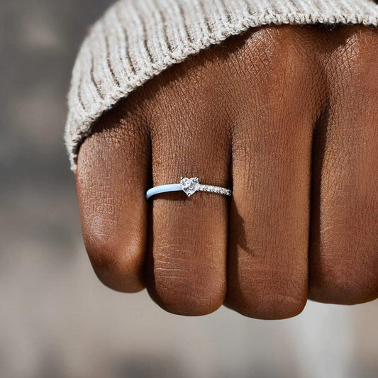 Heart Shape Inlaid Zircon Enamel Ring Carauana Store