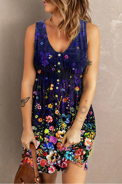 Double Take Scoop Neck Buttoned Sleeveless Magic Dress with Pockets Carauana Store