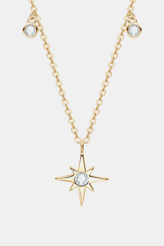 Moissanite North Star Pendant 925 Sterling Silver Necklace Carauana Store