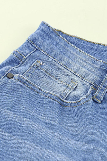 Button-Fly Distressed Raw Hem Flare Jeans Carauana Store