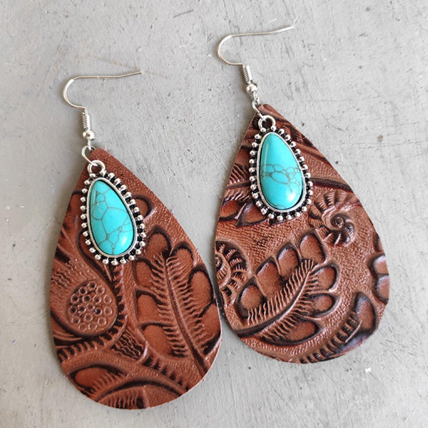 Artificial Turquoise Teardrop Earrings Carauana Store