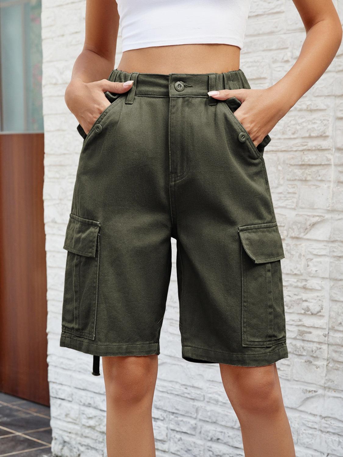 High Waist Denim Shorts with Pockets Carauana Store