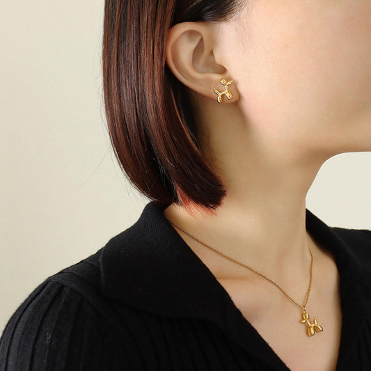 18K Gold-Plated Titanium Steel Puppy Shape Stud Earrings Carauana Store