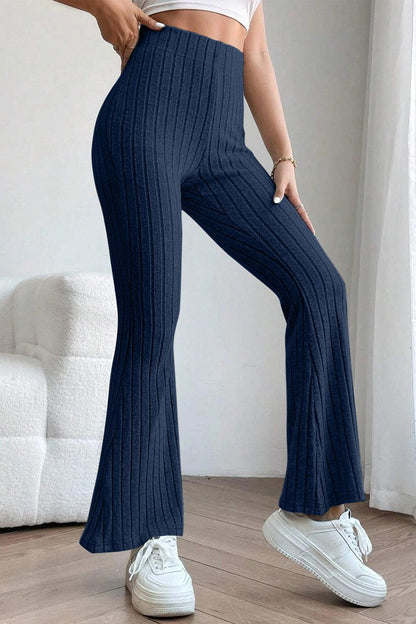 Basic Bae Full Size Ribbed High Waist Flare Pants Carauana Store