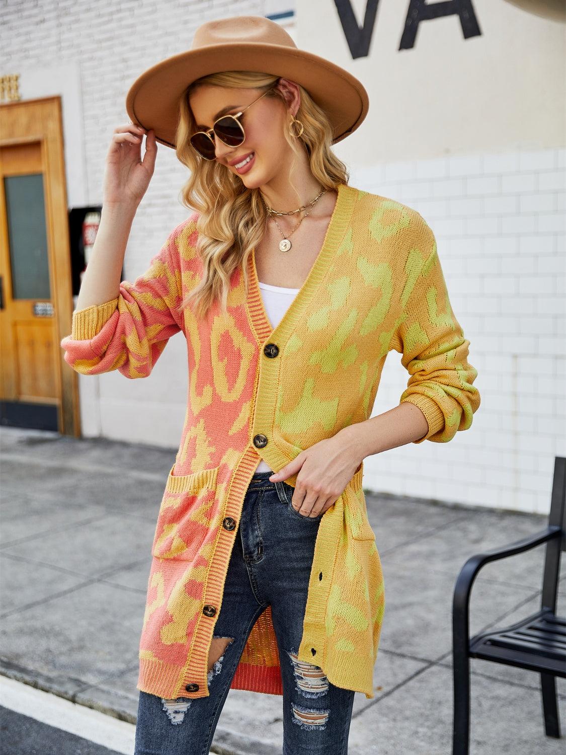 Angel Wings Leopard Button Down Longline Cardigan Carauana Store