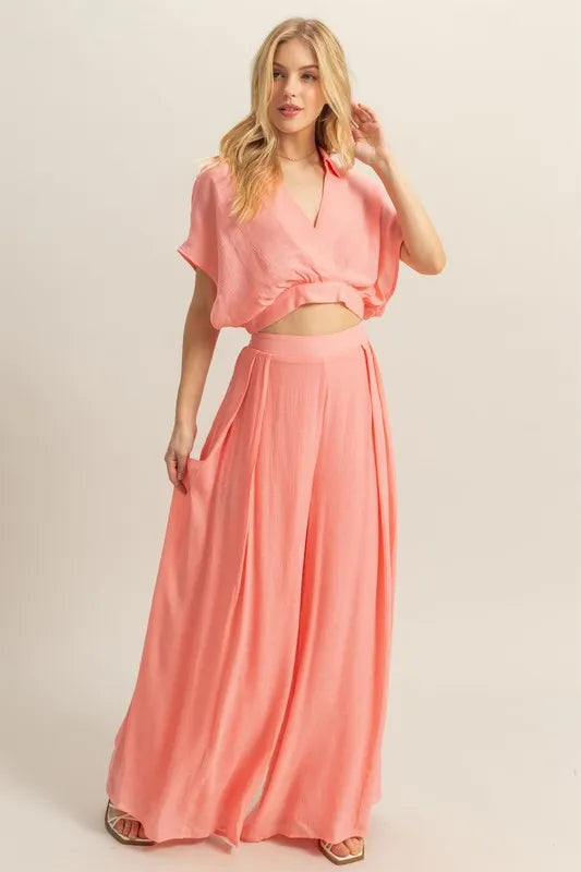 HYFVE Kimono Sleeve Crop Top and Wide Leg Pants Set Carauana Store