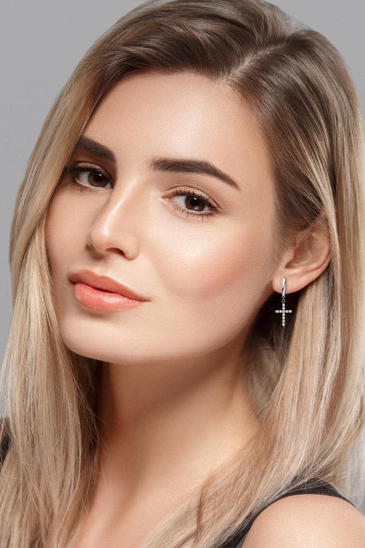 925 Sterling Silver Moissanite Cross Earrings Carauana Store