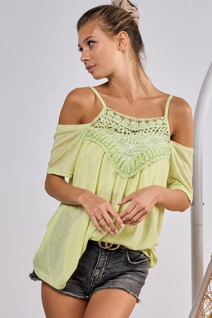 BiBi Front Crochet Lace Adjustable Strap Top Carauana Store