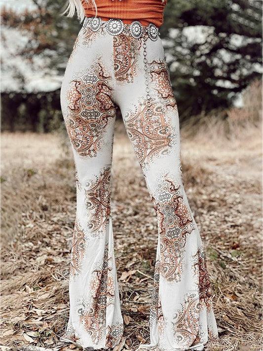 Printed Bodyline Flare Pants Carauana Store