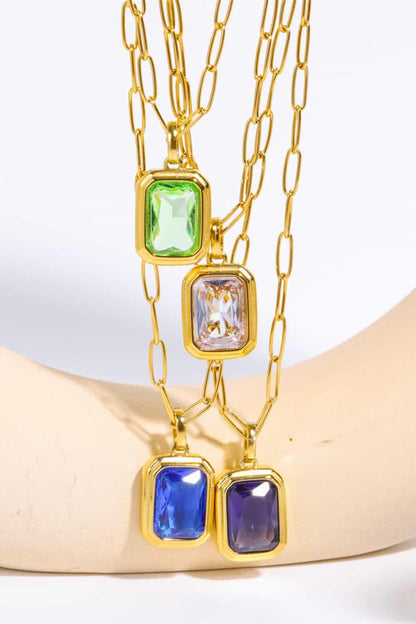 Zircon 18K Gold-Plated Geometrical Shape Pendant Necklace Carauana Store