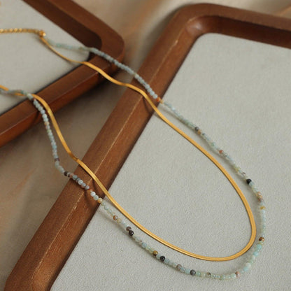 Beaded Titanium Steel Double-Layered Necklace Carauana Store
