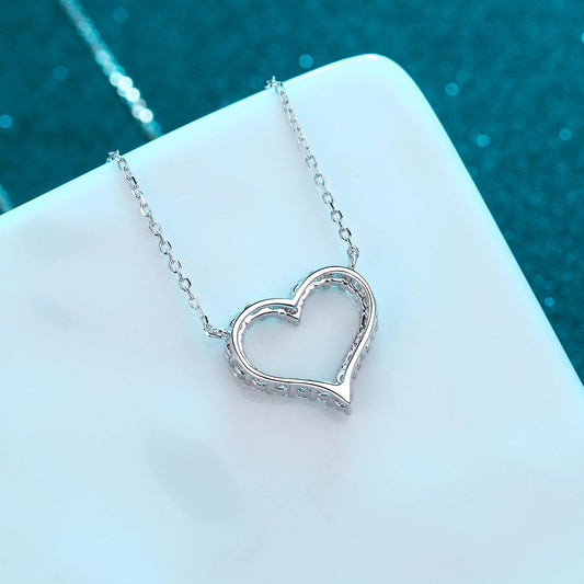 Moissanite 925 Sterling Silver Heart Shape Necklace Carauana Store