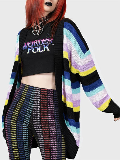 Striped Open Front Long Sleeve Cardigan Carauana Store