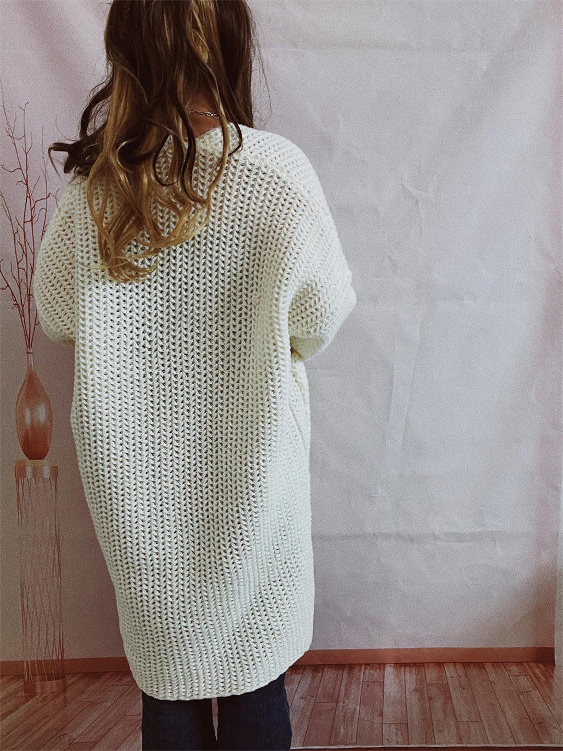 Open Front Long Sleeve Cardigan with Pockets Carauana Store