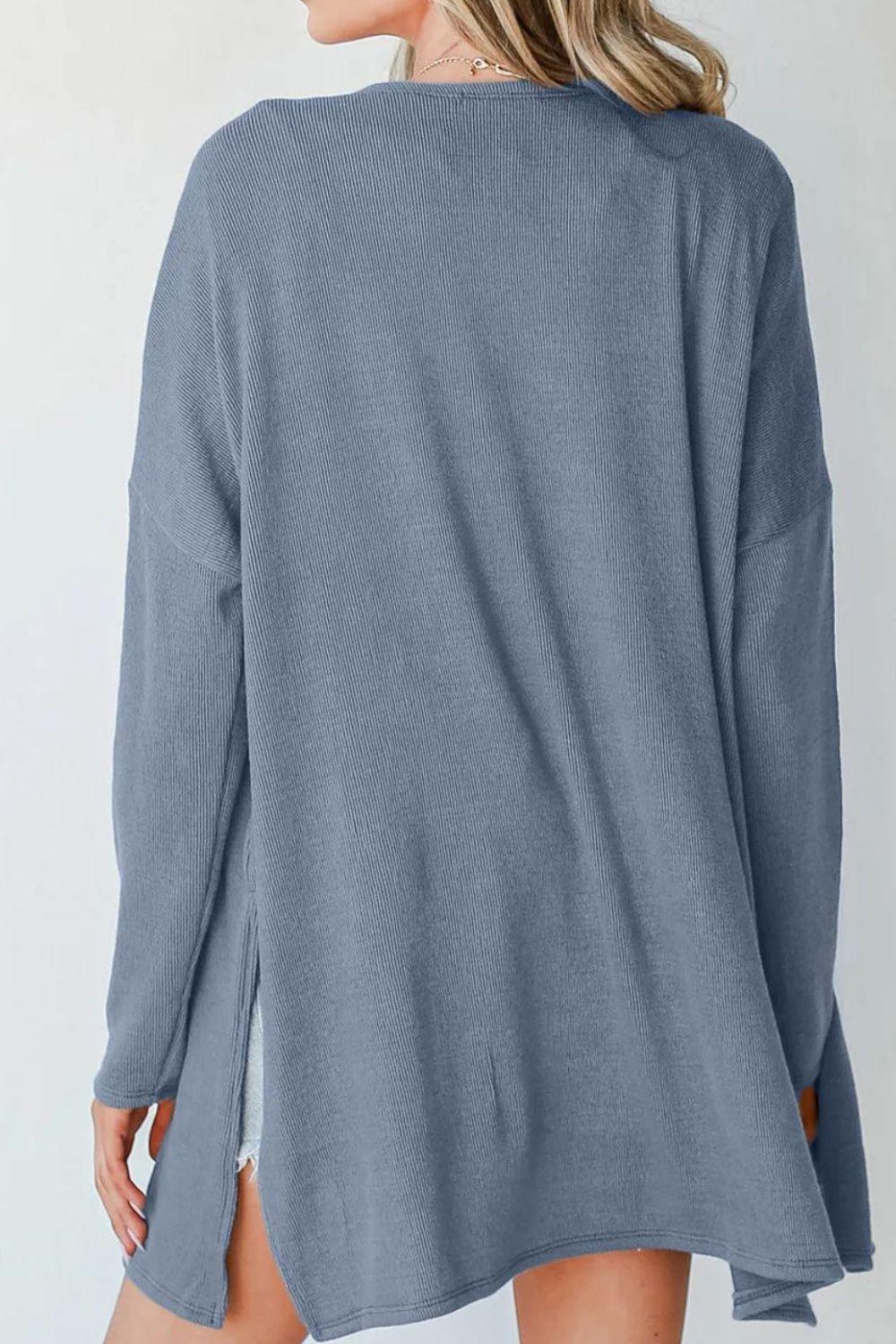 Slit Open Front Long Sleeve Cover Up Carauana Store