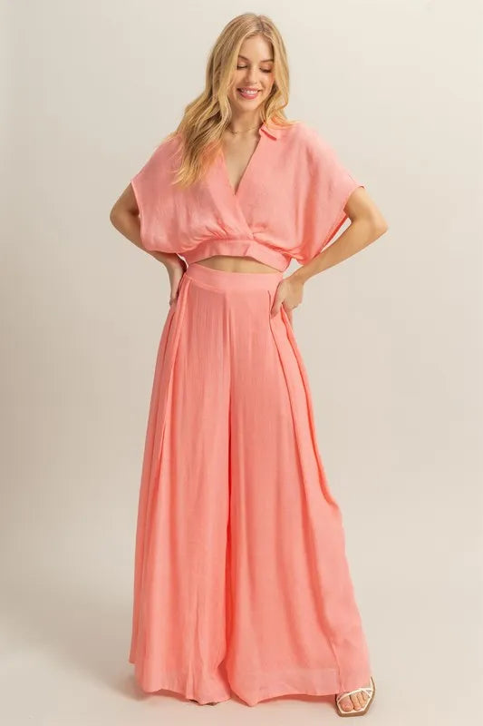 HYFVE Kimono Sleeve Crop Top and Wide Leg Pants Set Carauana Store