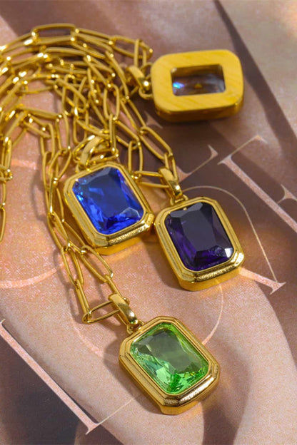 Zircon 18K Gold-Plated Geometrical Shape Pendant Necklace Carauana Store