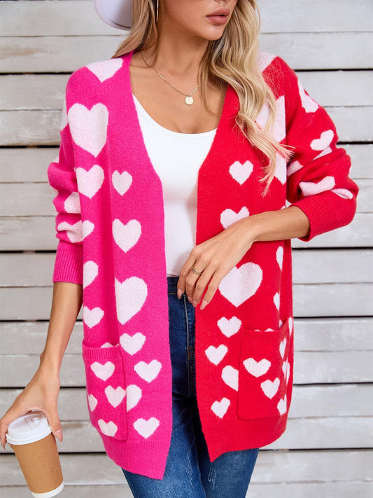 Angel Wings Heart Open Front Long Sleeve Cardigan Carauana Store