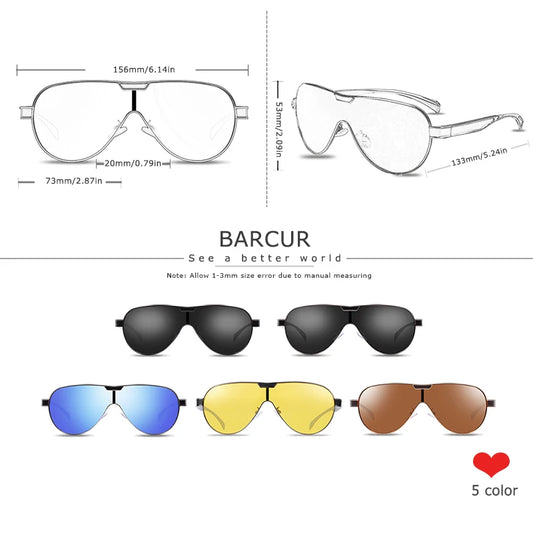 BARCUR Pilot Polarized Sunglasses UV400 Men CaRaUaNa Fashion