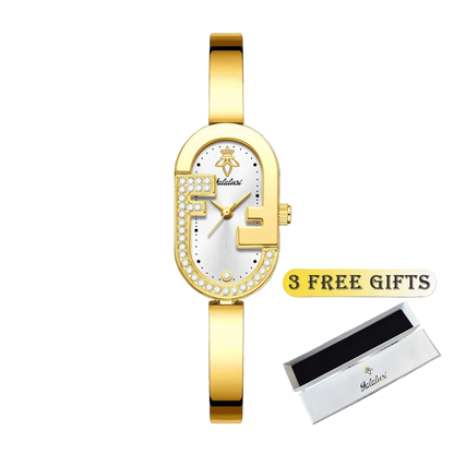 Carauana Find Gold-Plated Watch Gold and white display with3 free gifts.