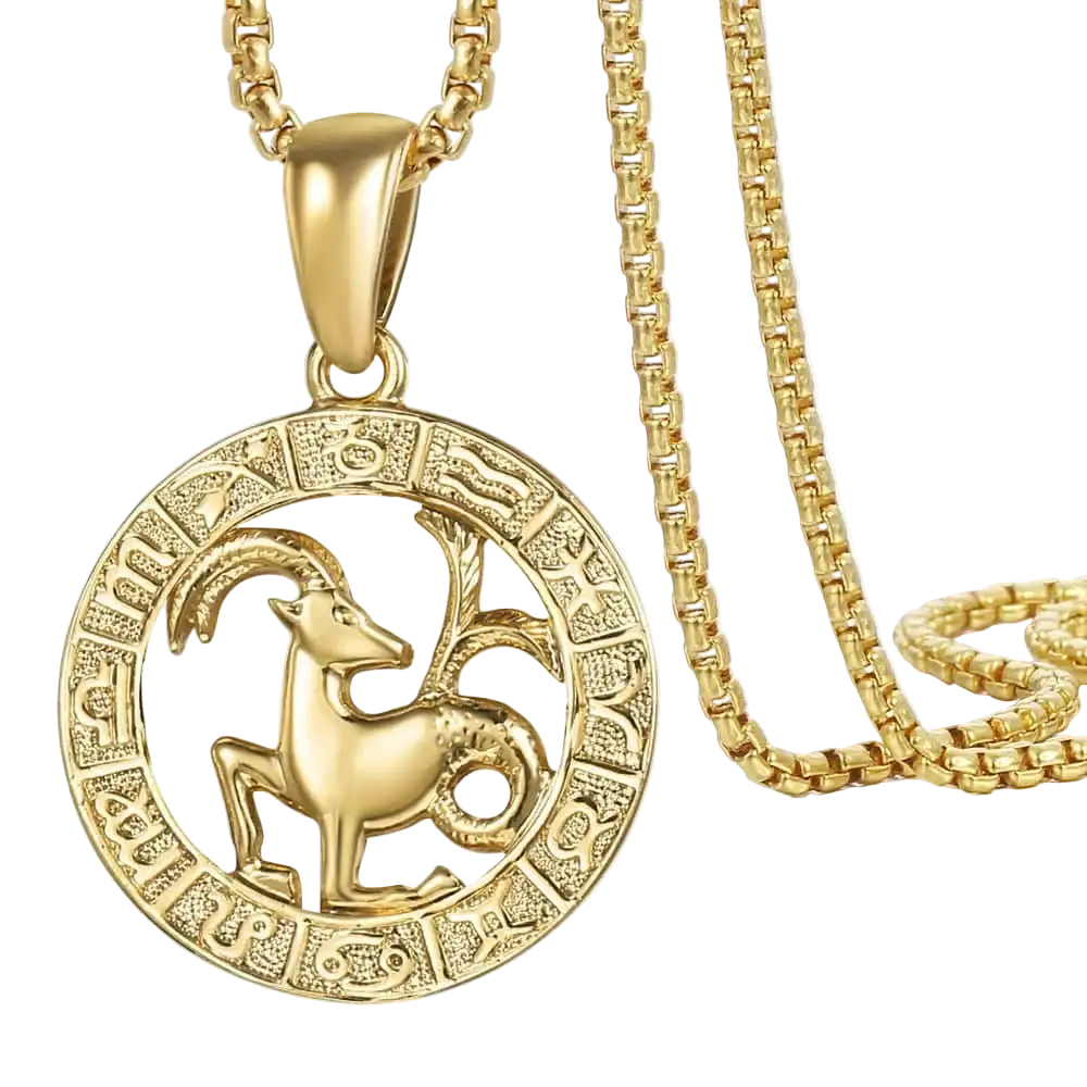 Zodiac Pendant Necklace | Gold-Filled Horoscope Necklace with 12 Signs CaRaUaNa Fashion