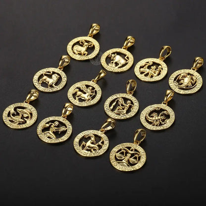 Zodiac Pendant Necklace | Gold-Filled Horoscope Necklace with 12 Signs CaRaUaNa Fashion