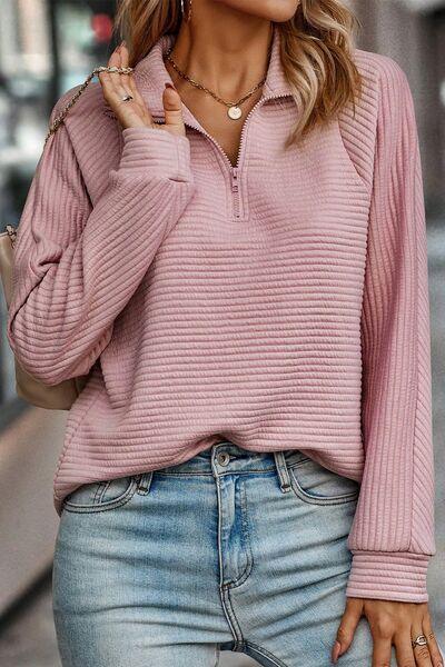 Half Zip Collared Neck Sweatshirt Carauana Store