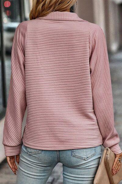 Half Zip Collared Neck Sweatshirt Carauana Store