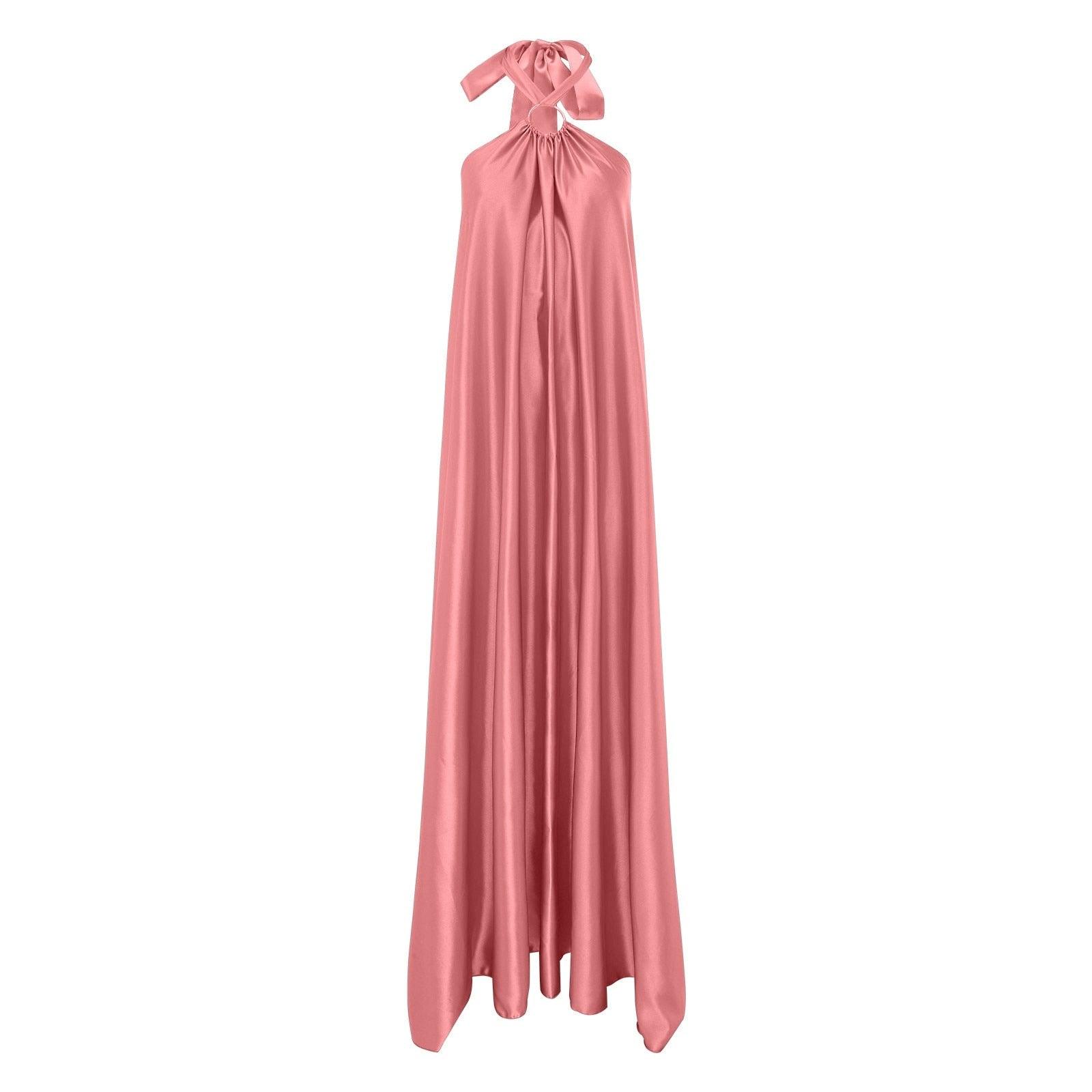 Long Formal Satin Dress Halter Neck Sleeveless