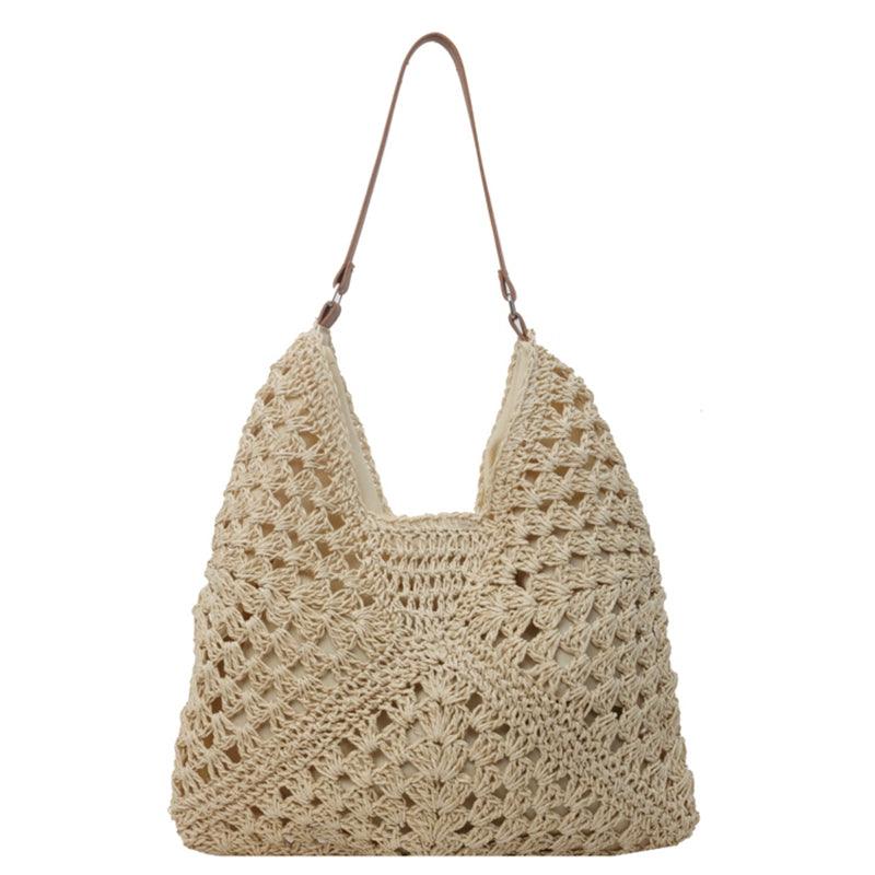 Chic and Spacious: Large Capacity Straw Crossbody Bag – Ideal for Sunny Days