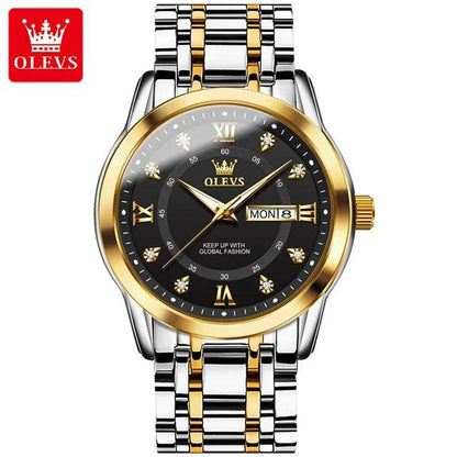 OLEVS Couple Watch Pair for Men and Women Stainless Steel Waterproof Men's Watches Luxury Gold Diamond Lover's Wristwatches 2023