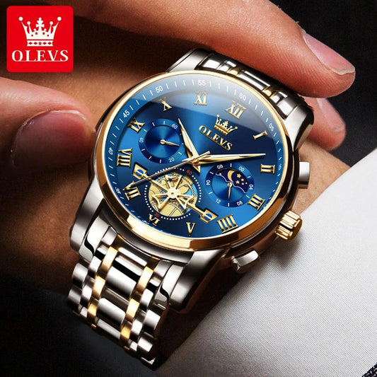 OLEVS Menâs Watch Analog Quartz Movement Business Stainless Steel Waterproof Luminous Chronograph Day Date Male Wrist Watches Carauana Store