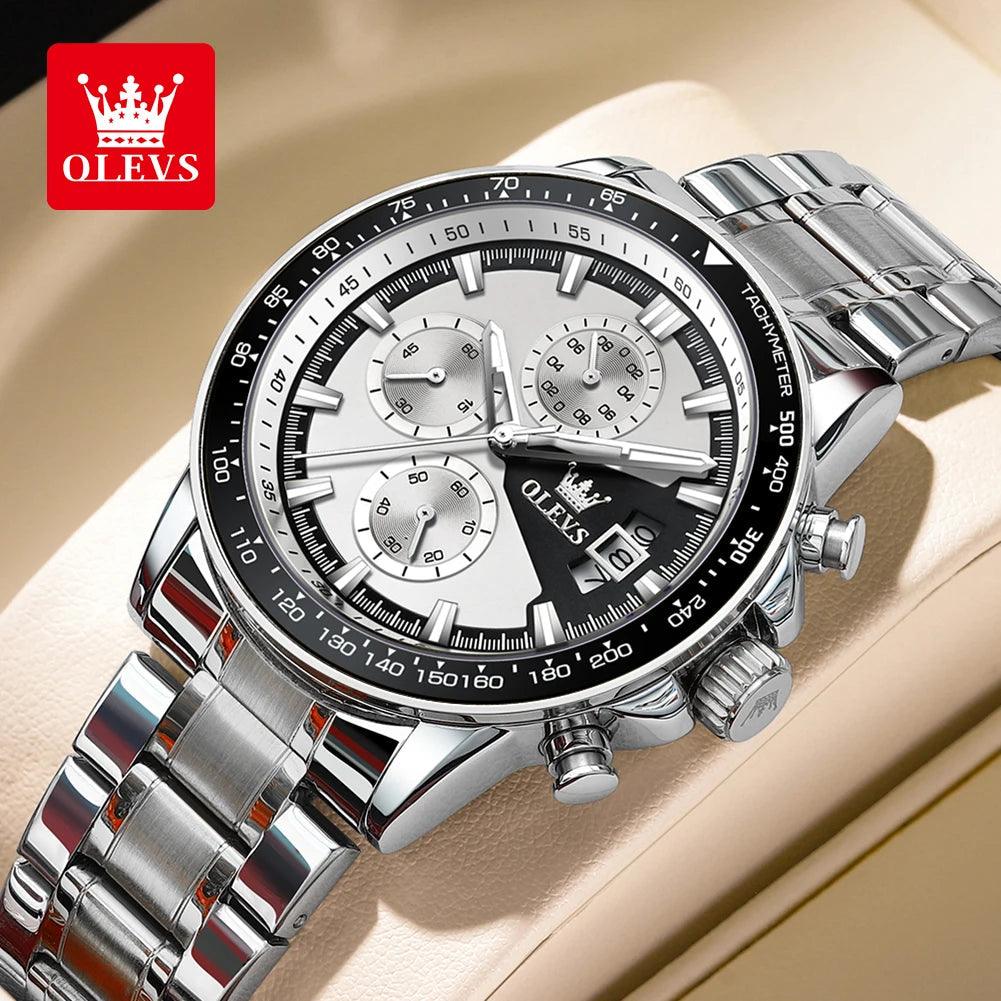 OLEVS Original Multi-function Men's Watches Chronograph Stainless Steel Waterproof Business Wristwatch Men (Exclusive Design)