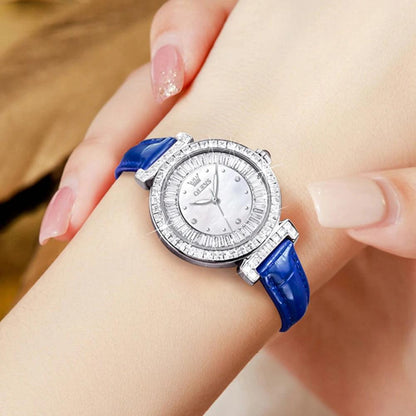 OLEVS Women's Watches Light luxury Fashion Original Quartz Watch for Ladies Waterproof Leather Strap Luminous Diamond Ring Dial