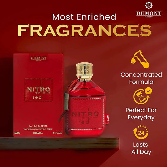 NITRO RED 3.4oz Eau De Parfum for Men CaRaUaNa Fashion