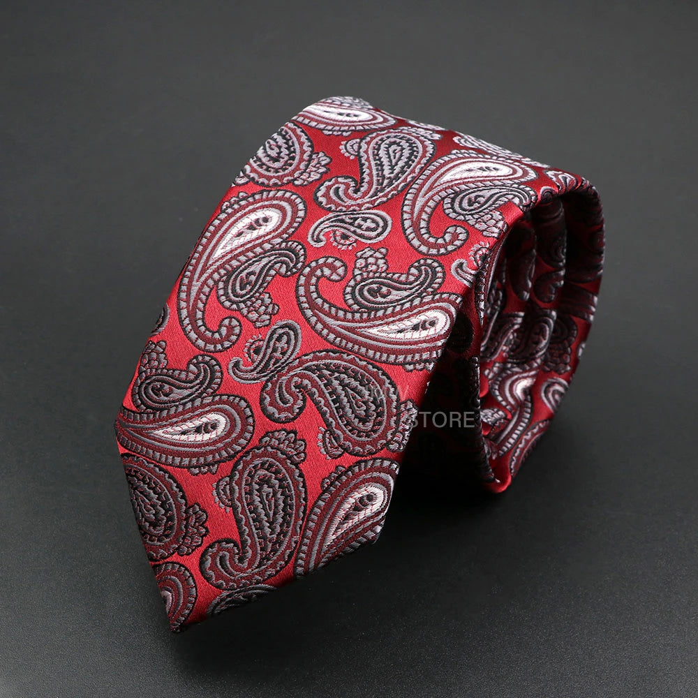 Red paisley patterned tie
